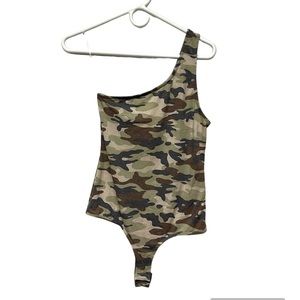 NWT Le Lis Camouflage one shoulder bodysuit - M